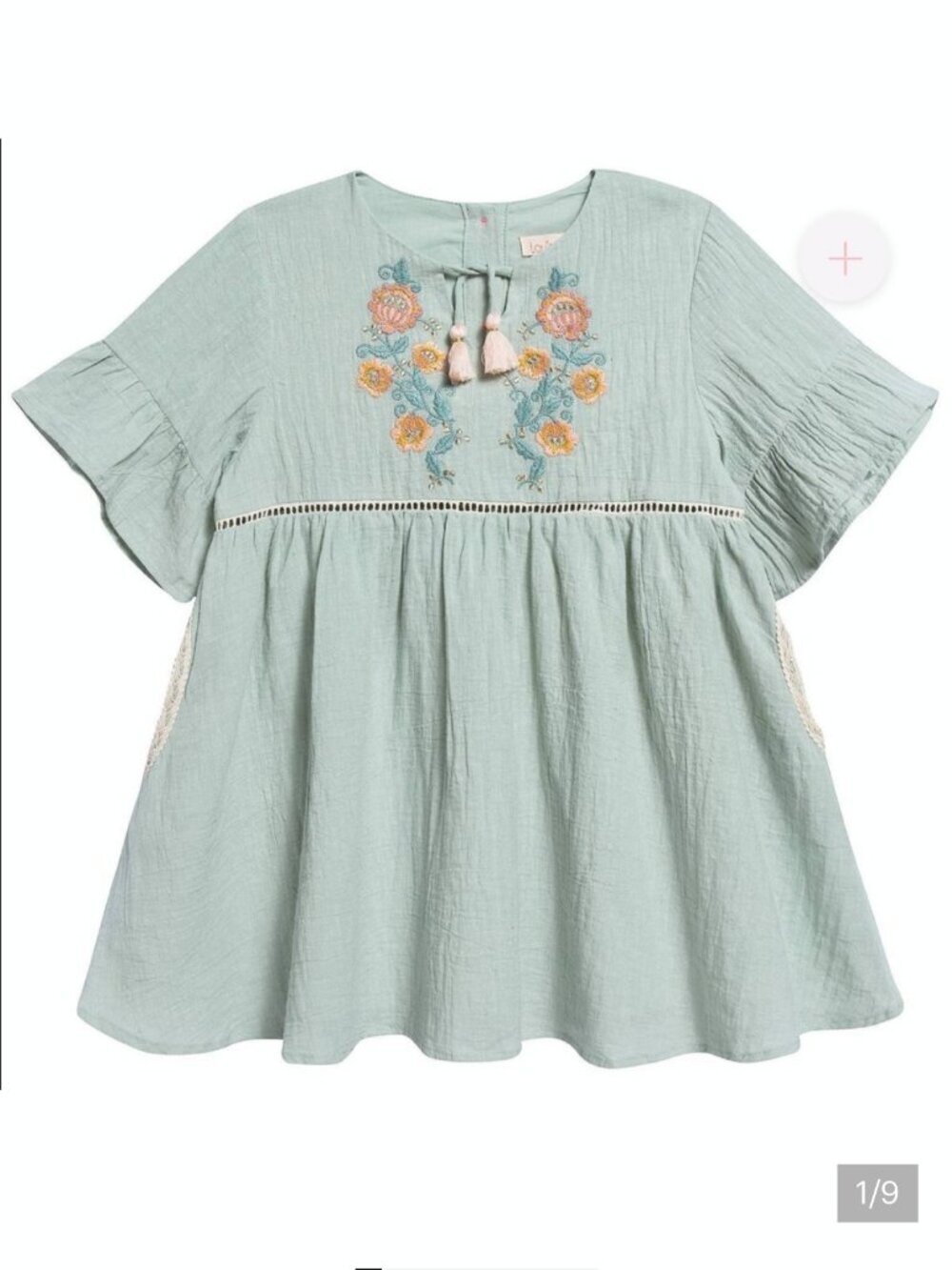 🌟 LOUISE MISHA 🌟 GIRLS SAKINA ALMOND EMBROIDERED DRESS GREEN 24 MONTHS